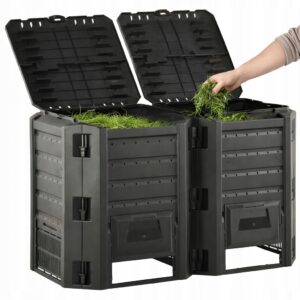 Komposto dėžė sodui 800 l plastikinė modulinė dviejų kamerų su ventiliacija juoda Prosperplast Compogreen
