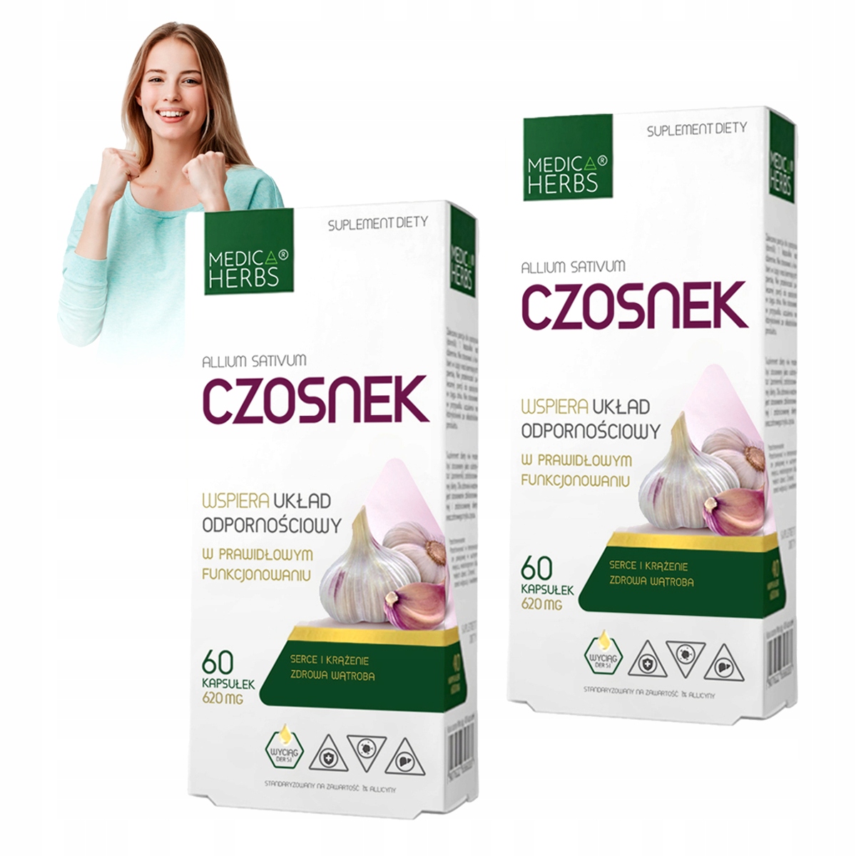 Ekstraktczosnku620mgOdpornoscTrawienieDetoksSerce100oryginalKodproducenta5907622656002 belsilt Česnako ekstraktas+ 620 mg virškinimui ir širdžiai