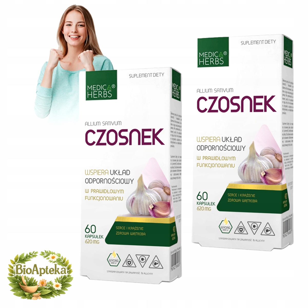 Ekstraktczosnku620mgOdpornoscTrawienieDetoksSerce100oryginal belsilt Česnako ekstraktas+ 620 mg virškinimui ir širdžiai
