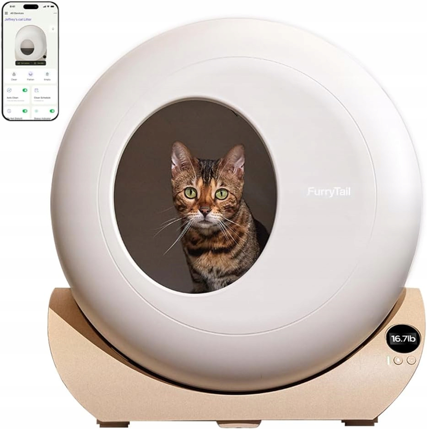 FurryTailInteligentnakuwetadlakotaaplikacjasamoczyszczacaswiatloLEDiworeknaodpadyNazwahandlowaCatLitterBox belsilt