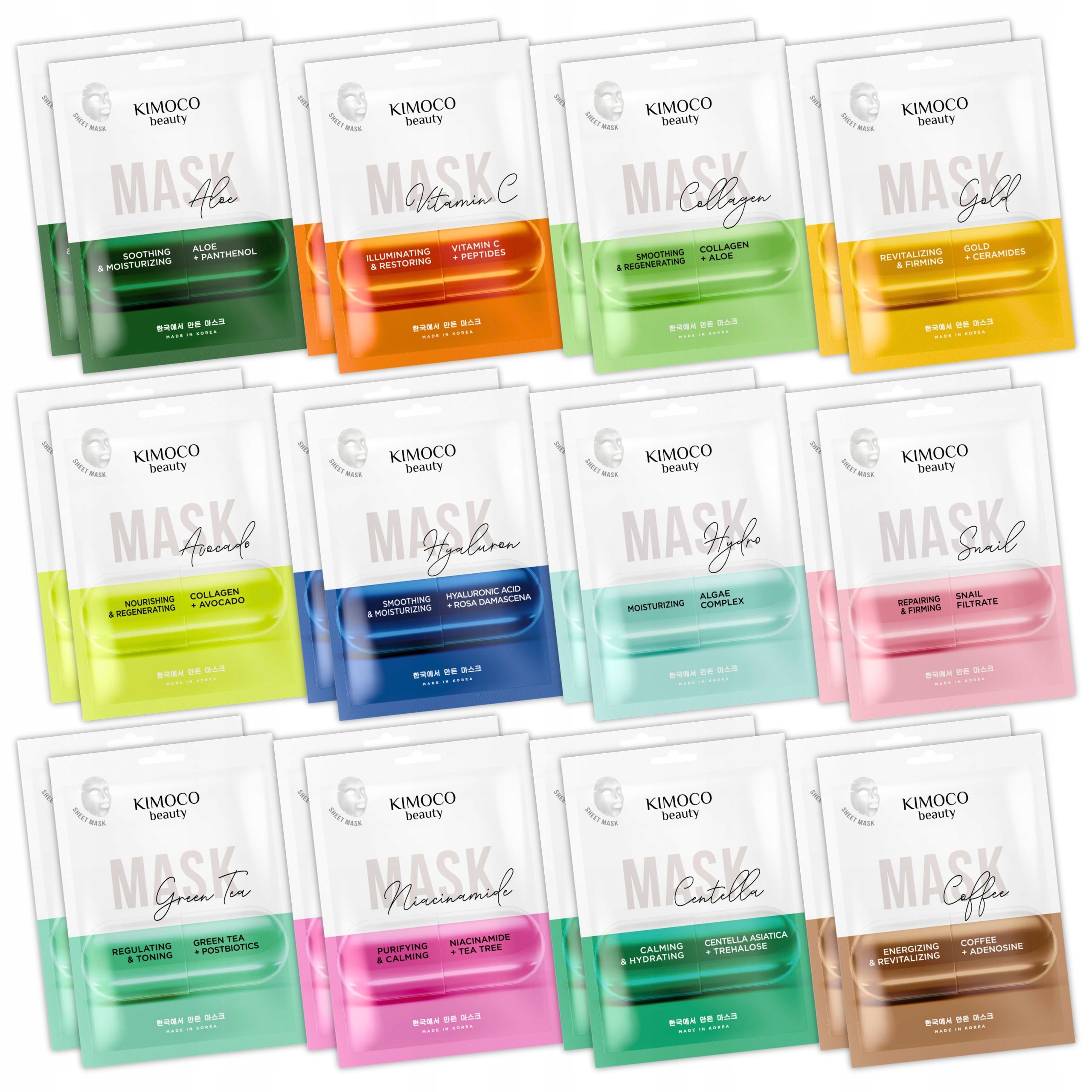 KIMOCOBeautyDUZYZestawmaseczekdotwarzywplachcie24sztMIX belsilt