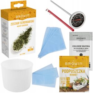 KOMPLETNYZESTAWSEROWARSKIPODPUSZCZKAiinne411000 belsilt Pilnas sūrio gamybos rinkinys su šliužo fermentu patogiam ruošimui