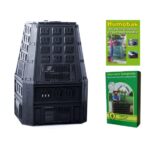KOMPOSTOWNIK850L2PREPARATYNOWYMODEL belsilt Komposto dėžė sodui 850 l plastikinė su pagrindu juoda