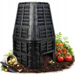 Komposto dėžė sodui, 1000 l, plastikinė, su dangčiu, juoda, Ecosmart