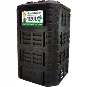 Komposto dėžė sodui, 1120 l, plastikinė, modulinė, atspari šalčiui, su ventiliacija, juoda, GoodMajster, G-Comp