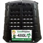 Komposto dėžė sodui, 480 l, plastikinė, modulinė, atspari šalčiui, su ventiliacija, juoda, GoodMajster, G-Comp