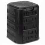 Komposto dėžė sodui, 220 l, plastikinė, modulinė, atspari šalčiui, su dangčiu, juoda