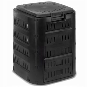Komposto dėžė sodui, 220 l, plastikinė, modulinė, atspari šalčiui, su dangčiu, juoda