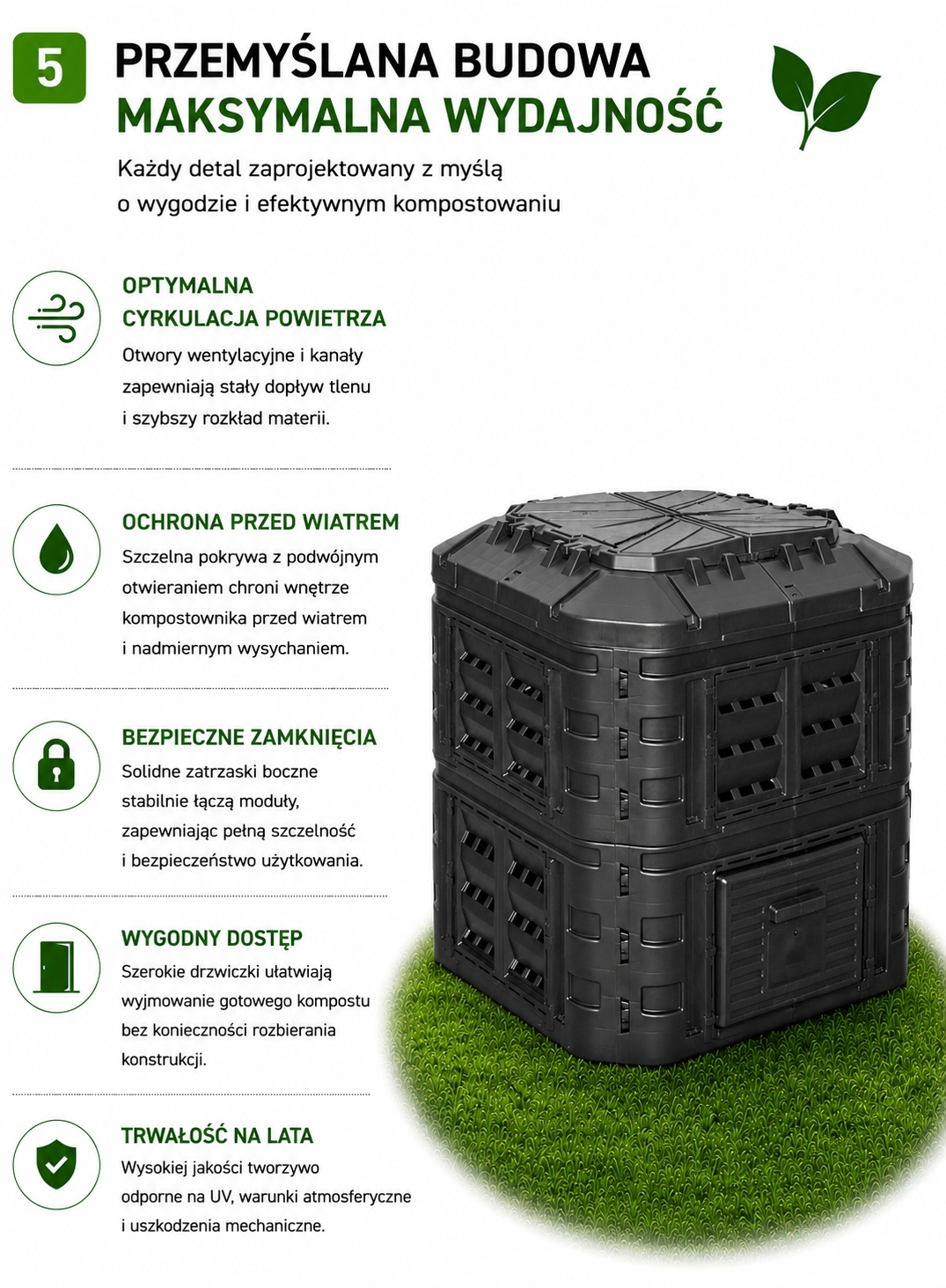 KOMPOSTOWNIKMODULOWYOGRODOWY600LMROZOODPORNYNANAWOZZBIORNIKCZARNYPojemnosc600l belsilt