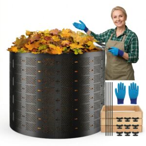 Komposto dėžė sodui, 1000 l, plastikinė, su ventiliacija, balta