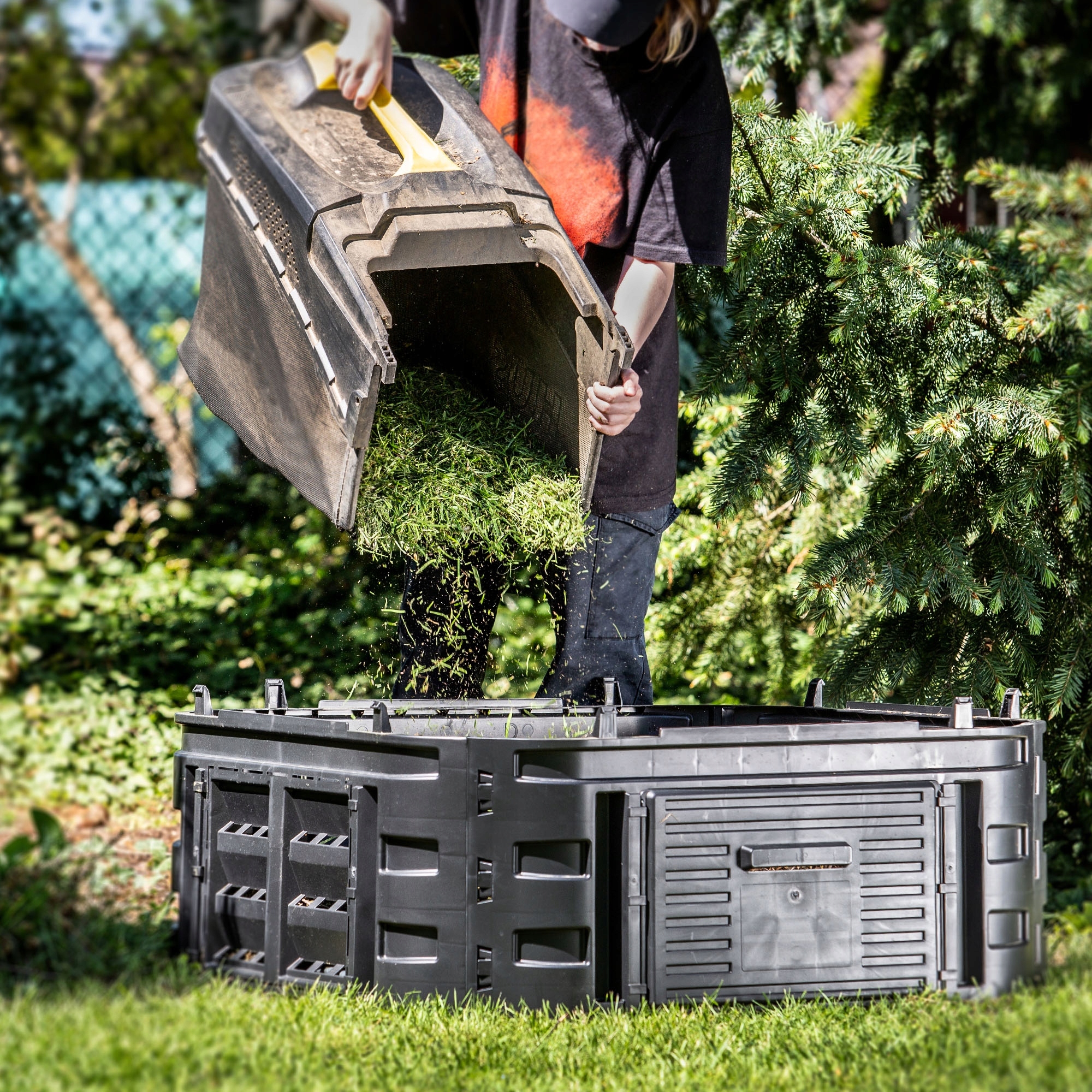 Komposto dėžė sodui, 260 l, plastikinė, modulinė, atspari šalčiui, naudojama visus metus, žalia