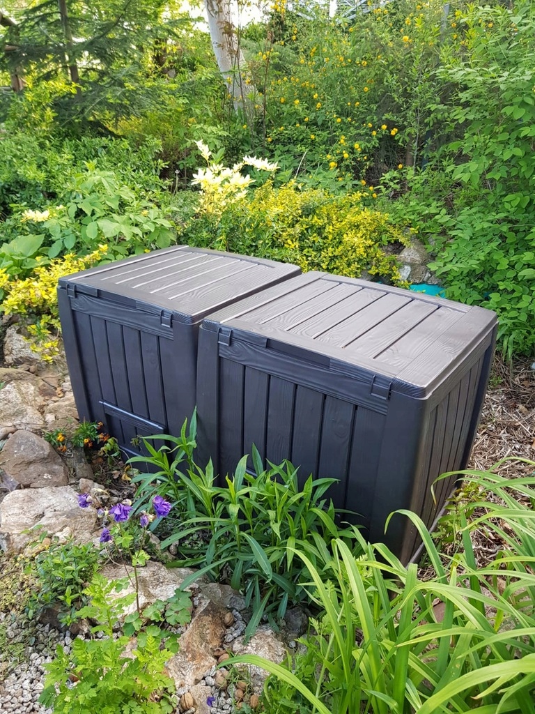 KOMPOSTOWNIKOGRODOWYMODULOWYCALOROCZNYKETERPojemnosc160l belsilt Komposto dėžė sodui 340 l modulinė naudojama visus metus su pagrindu žalia Keter