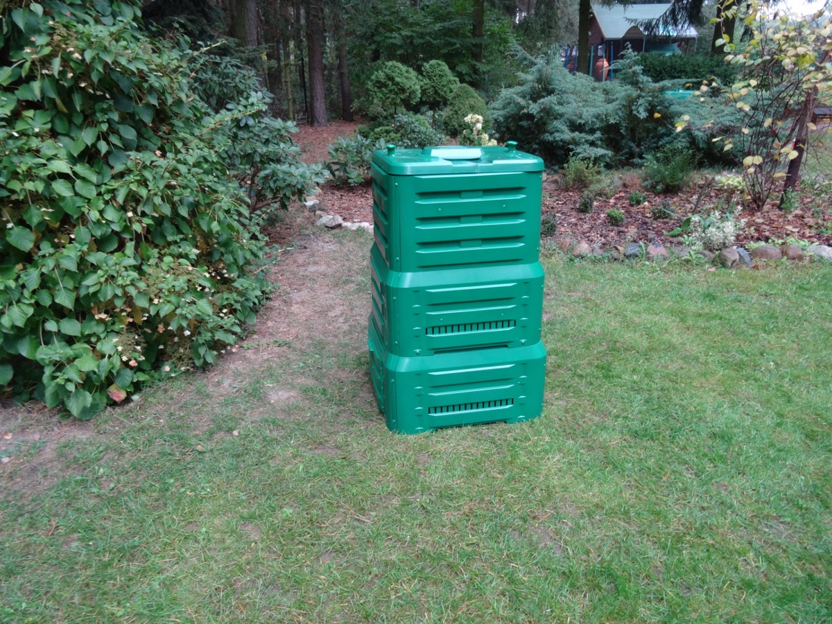 Komposto dėžė sodui, plastikinė, sulankstoma, su pagrindu