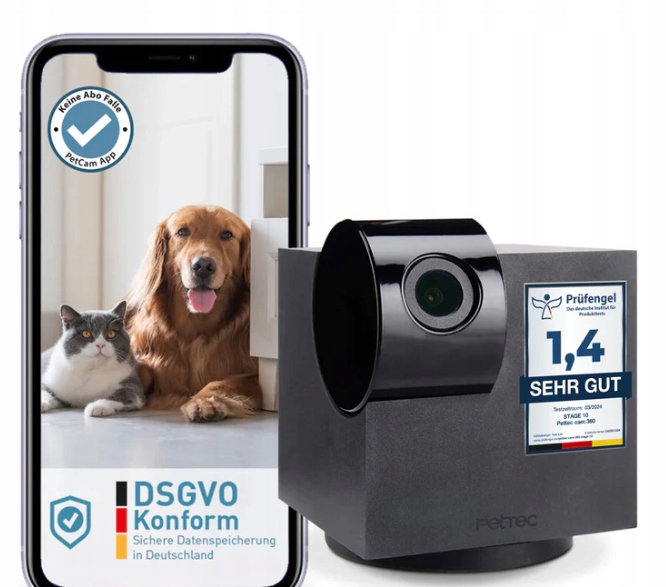 KameraWiFiPetCam360FullHDdlazwierzatdomowychfunkcjaglosowaApkaStanopakowaniauszkodzone belsilt