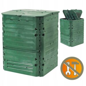 Komposto dėžė sodui, 400 l, plastikinė, atspari šalčiui, naudojama visus metus, žalia, Garantia
