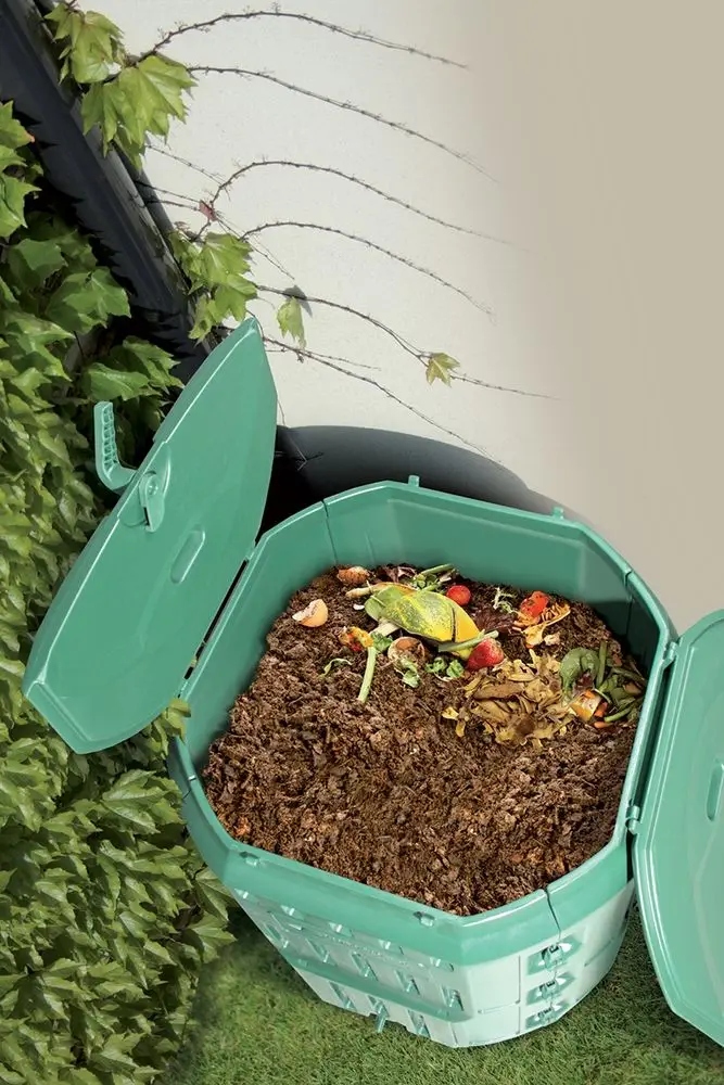 Komposto dėžė sodui, 340 l, su dangčiu, žalia, Prosperplast