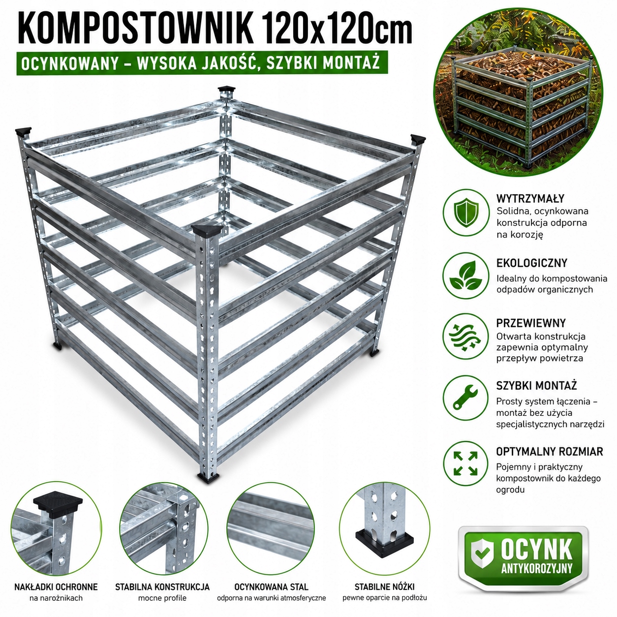 Komposto dėžė sodui, metalinė