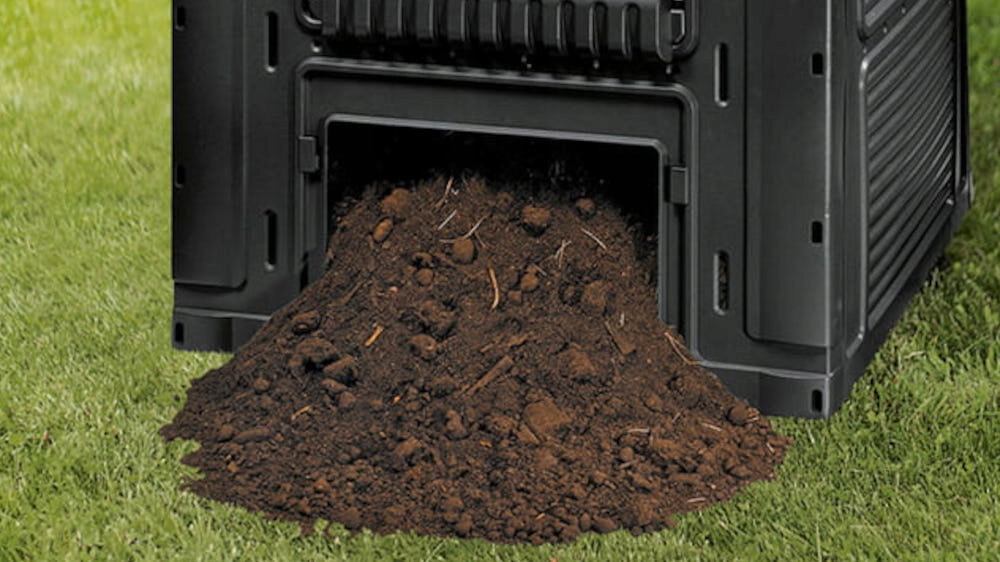 KompostownikKETEREComposter470LCzarnyDlugoscdluzszybokpodstawy79cm belsilt Sodo komposteris Keter E Composter 470 l plastikinis juodas kiemo atliekoms