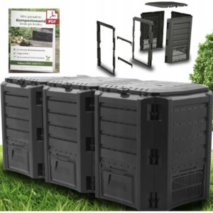 Komposto dėžė sodui, 1200 l, plastikinė, su ventiliacija