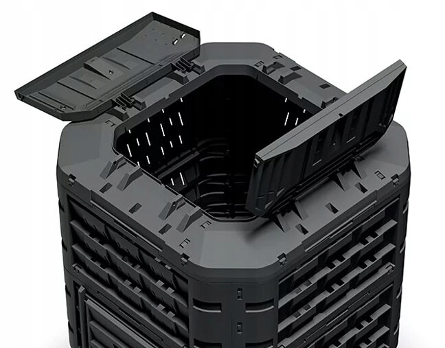 Komposto dėžė sodui, 650 l, plastikinė, su dangčiu, juoda, Prosperplast, Compogreen