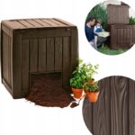 Komposto dėžė sodui, 340 l, plastikinė, atspari šalčiui, su pagrindu, ruda, Keter, Deco