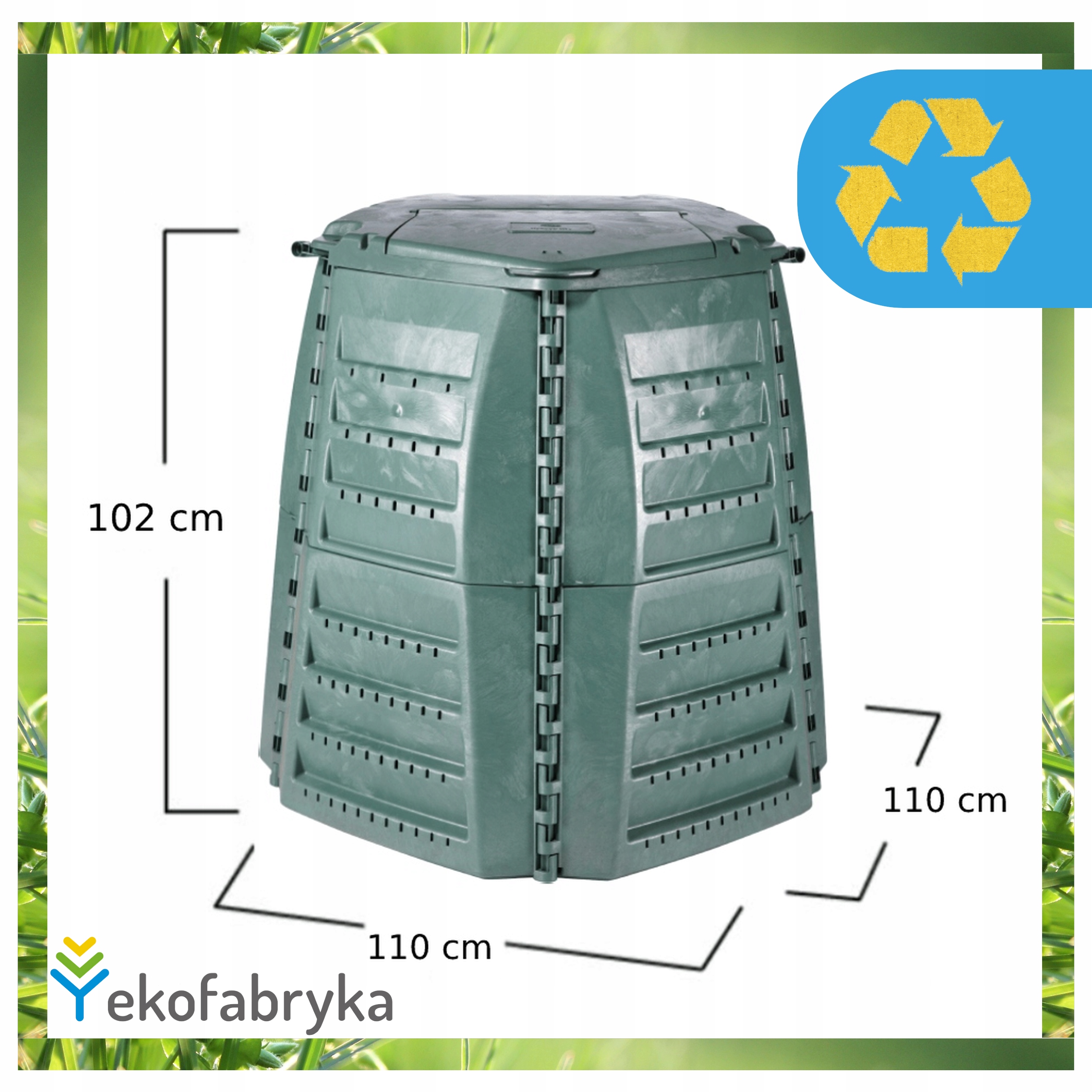KompostownikogrodowycalorocznynabioodpadydoogroduDUZYzielony600lProducentGarantia belsilt
