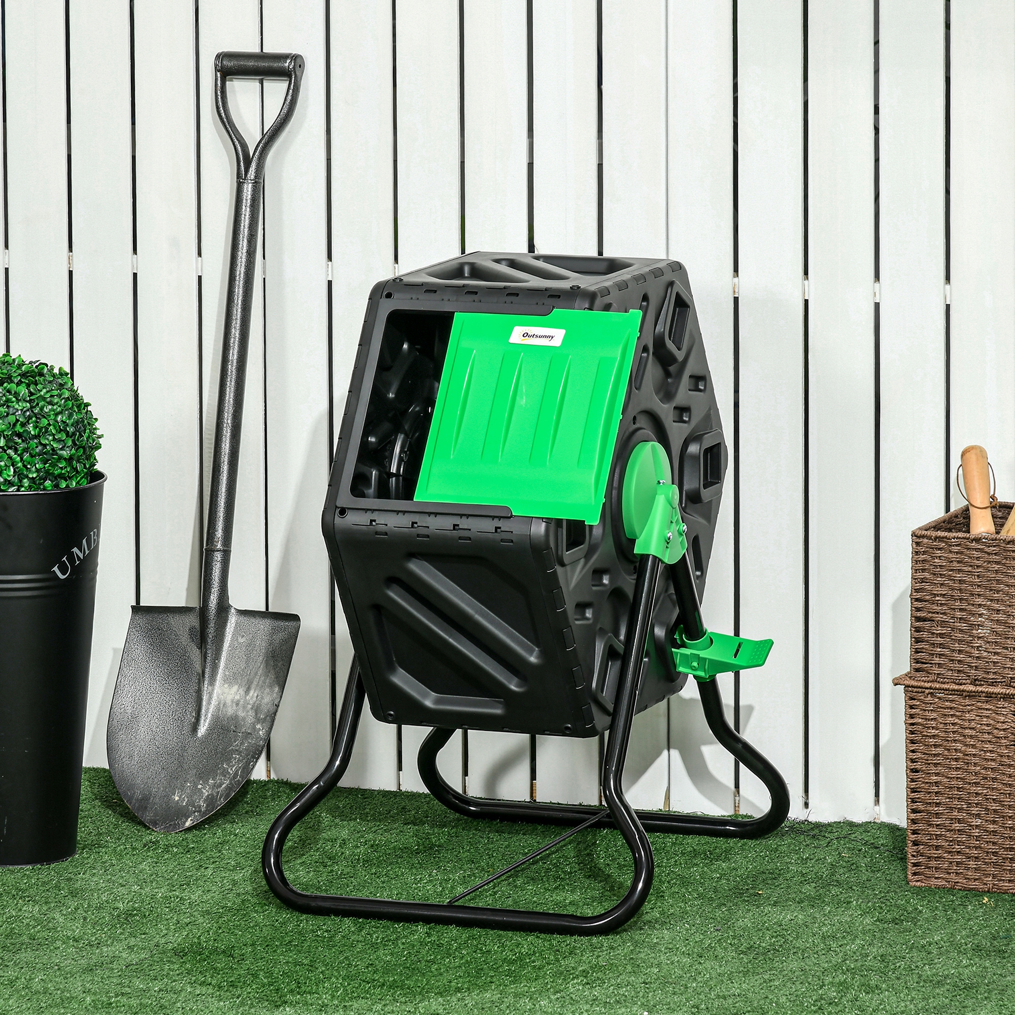 KompostowniktermicznyOutsunny65Lzielonyczarny60x49x77cmProducentnieznanyproducent belsilt Sodo komposteris Outsunny 65 l plieninis juodas