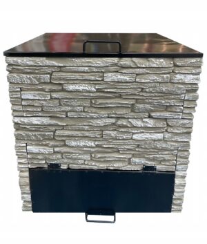 Komposto dėžė sodui atspari šalčiui su ventiliacija su dangčiu pilka
