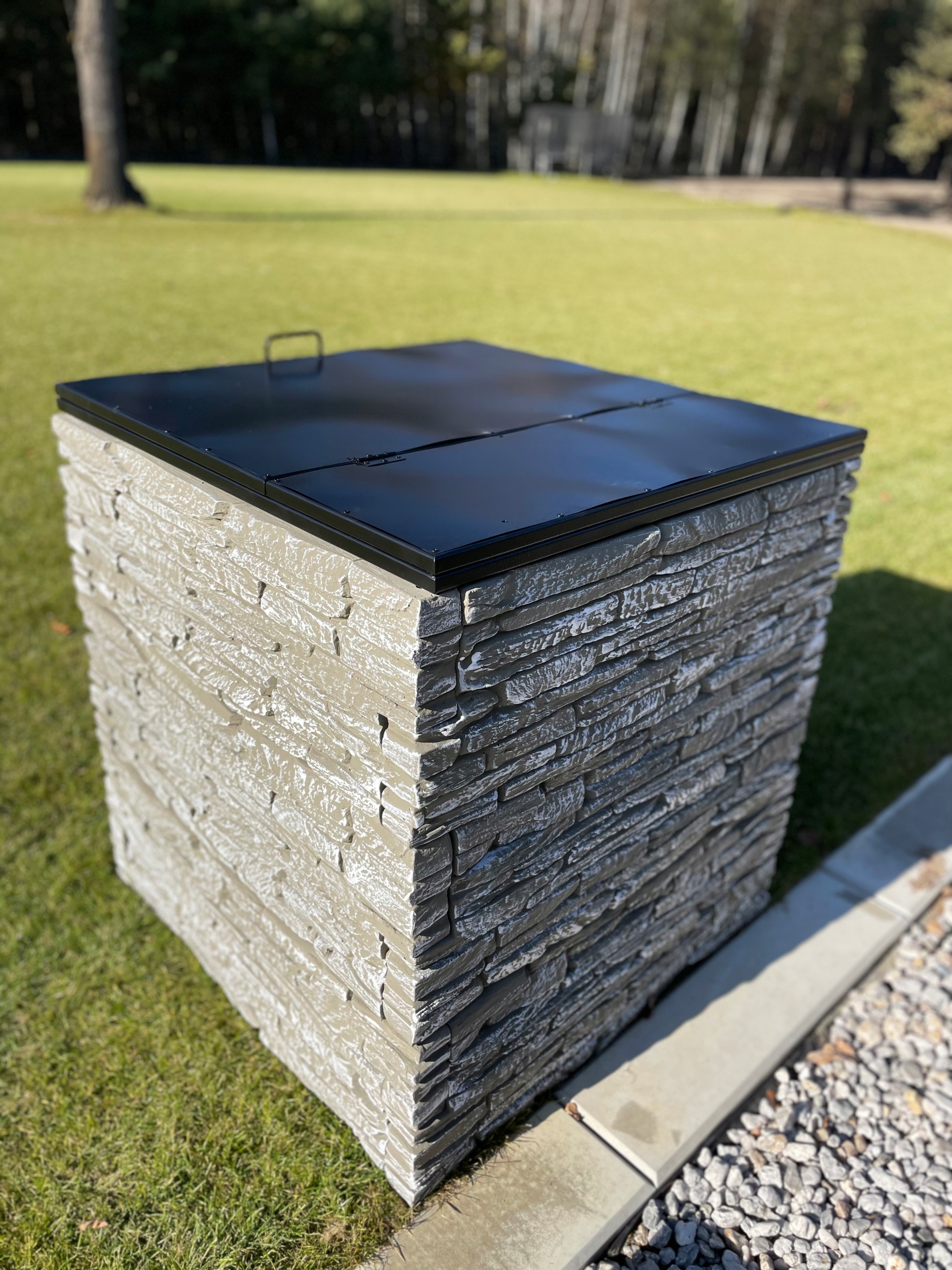 KompostownikzbetonuskrzynianakompostkompostownikjednokomorowyPojemnosc696l belsilt Komposto dėžė sodui atspari šalčiui su ventiliacija su dangčiu pilka