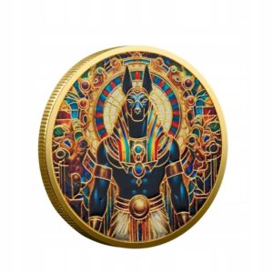Egipto Anubio kolekcinė moneta, paauksuota