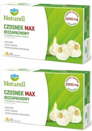 2 x Naturell Czosnek Max bekvapis česnako papildas, 90 kapsulių