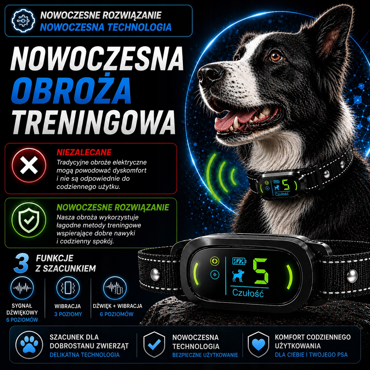 ObrozaantyszczekowazgodnaznowaustawaModelALPHA2Markabezmarki belsilt Elektrinis Alpha2 antkaklis nuo lojimo šuniui su LED ekranu atsparus vandeniui