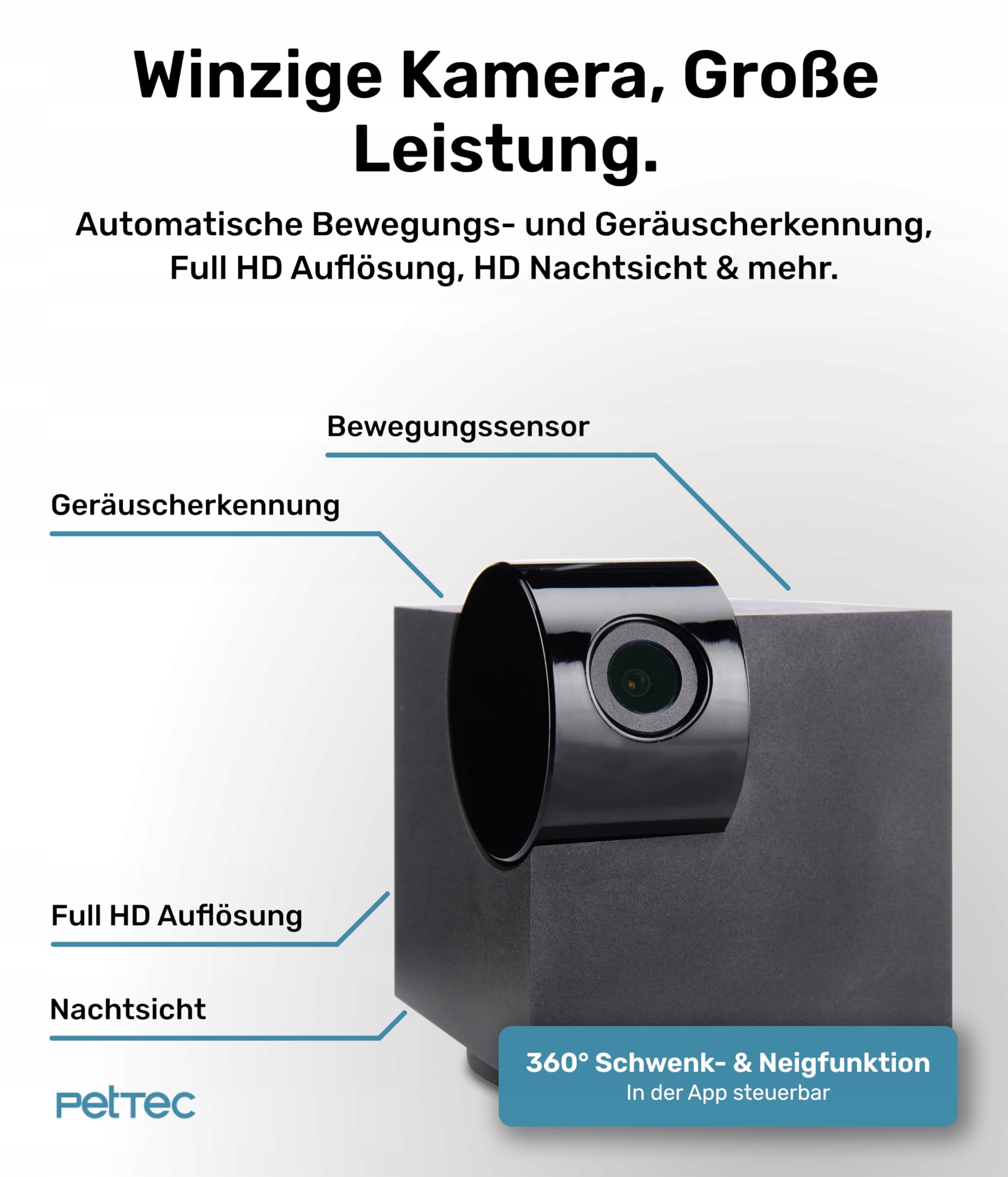 PETTECKameraDlaZwierzat360FullHDAplikacjaRuchNocnyWidokMarkaPetTec belsilt