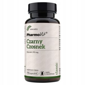 PharmovitClassicCzarnyczosnek250mgsuplementdiety belsilt Pharmovit Classic juodasis česnakas 250 mg maisto papildas