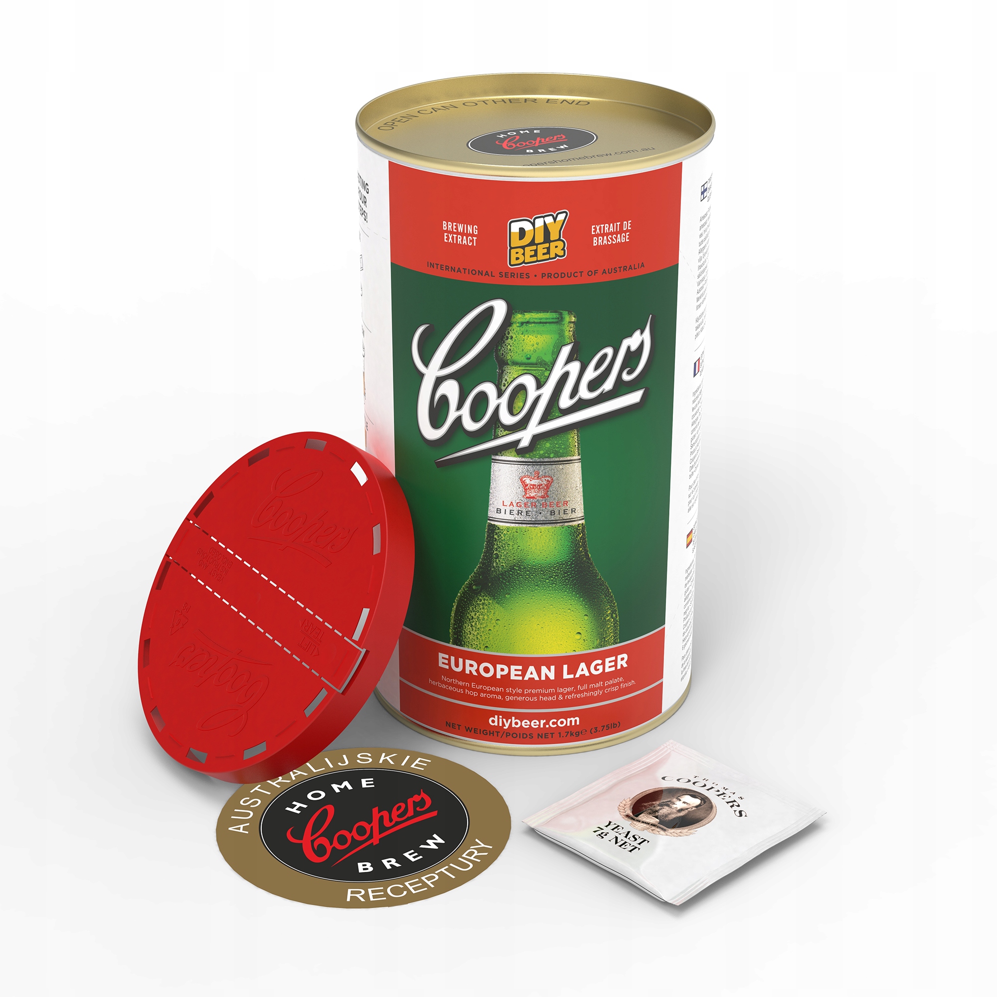 PiwoBrewkitCoopersEuropeanLager23litrysloddrozdzekoncentratKodproducenta407240 belsilt Coopers European Lager alaus gamybos brewkit rinkinys