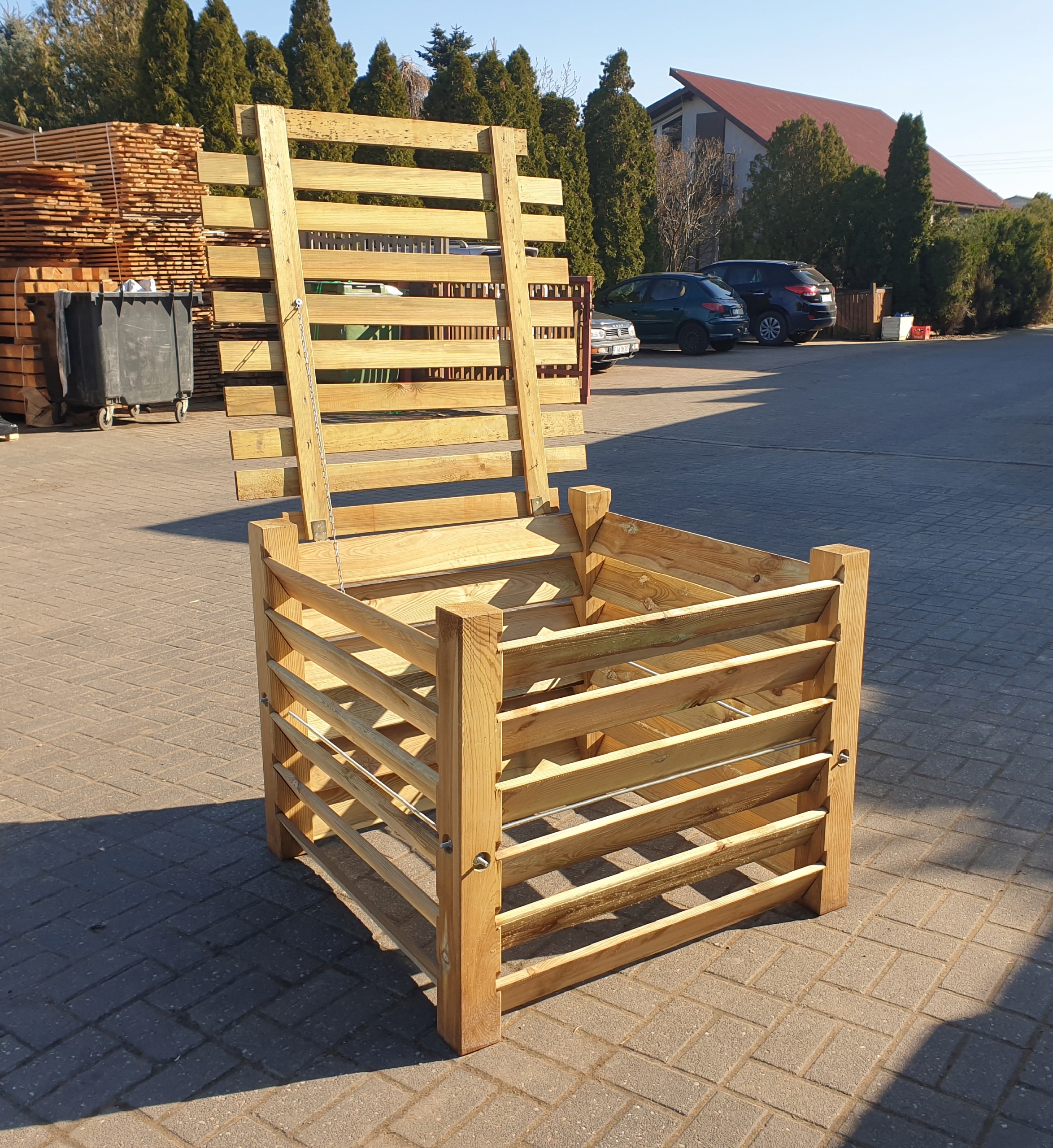 PokrywadokomostownikaMaterialwykonaniadrewno belsilt Dangtis komposto dėžei 200 x 100 x 80 cm