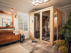 Erdvi suomiška sauna namams 244 x 194 cm namams ir sodybai
