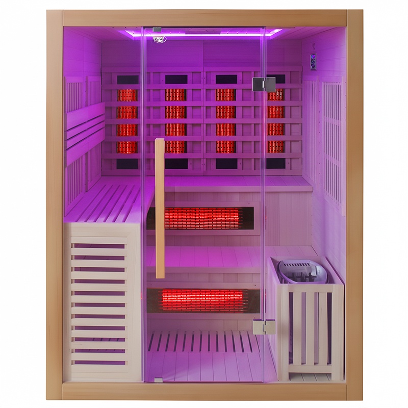 SAUNADOMOWAKOMBOINFRAREDFINSKAHELSI3ZPIECEM4OSOBOWA160x160CM2w1 belsilt Helsi3 hibridinė infraraudonųjų spindulių ir suomiška sauna 4 asmenims 160 x 160 cm namų sveikatingumui