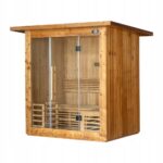 Stačiakampė lauko sauna su Harvia 8 kW krosnele 175 x 130 x 200 cm termo mediena sodui ir sodybai