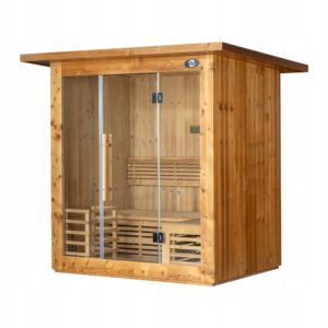 Stačiakampė lauko sauna su Harvia 8 kW krosnele 175 x 130 x 200 cm termo mediena sodui ir sodybai