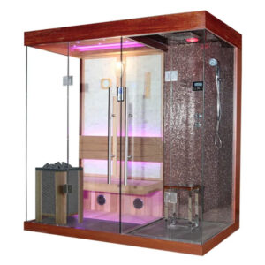 Sausa ir garinė sauna su dušo kabina Trio 3 kW 200 x 120 x 210 cm spa kambariui