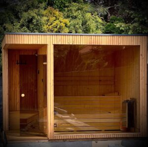 Lauko suomiška sauna pagal užsakymą su montavimu sodui ir sodybai