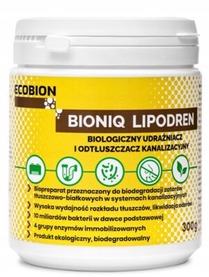 Bakterijos nuotekų valymui BioniQ Lipodren  kanalizacijai priemonė riebalams skaidyti nuotekų pralaidumui gerinti