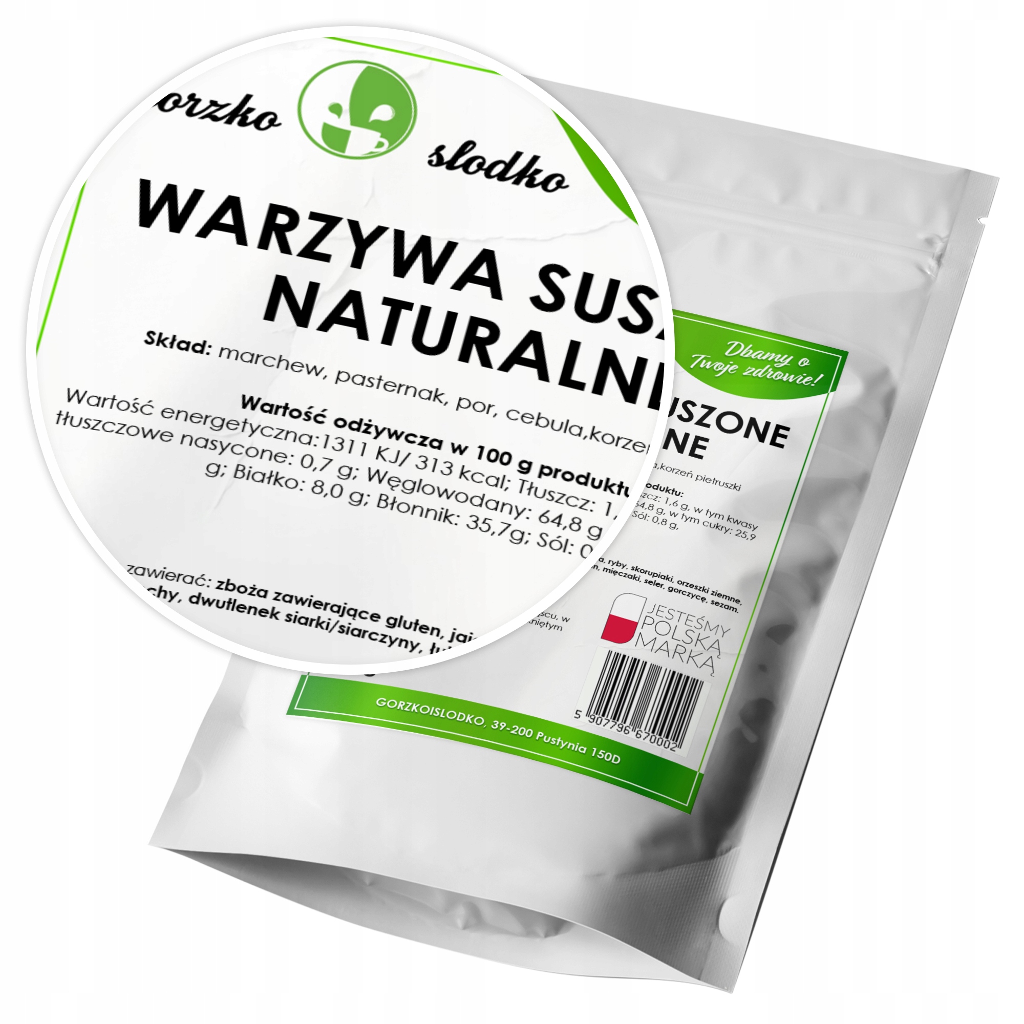 WARZYWASUSZONENATURALNEbezchemii500gNazwahandlowaWarzywasuszonenaturalne belsilt Džiovintų daržovių mišinys 500 g padažams
