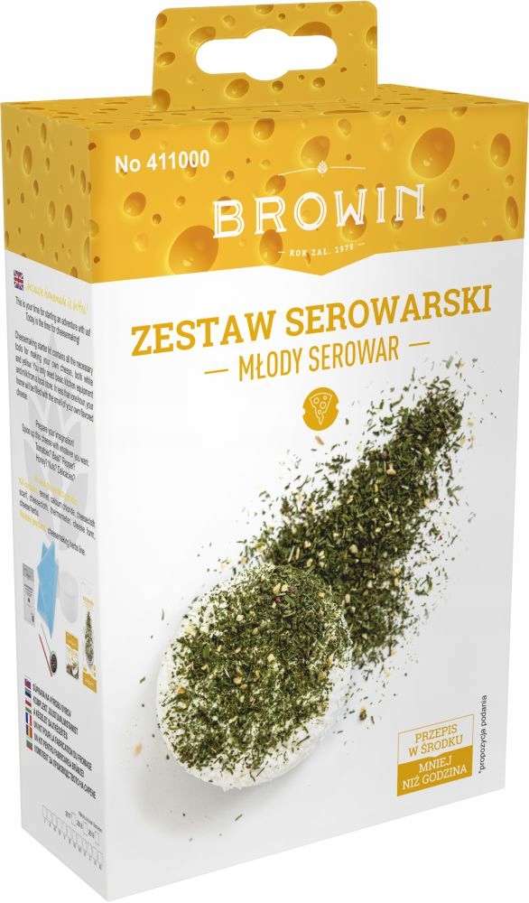 ZESTAWSEROWARSKIdomowyserPODPUSZCZKAchlorekMarkaBrowin belsilt Browin sūrio gamybos rinkinys su šliužo fermentu namams