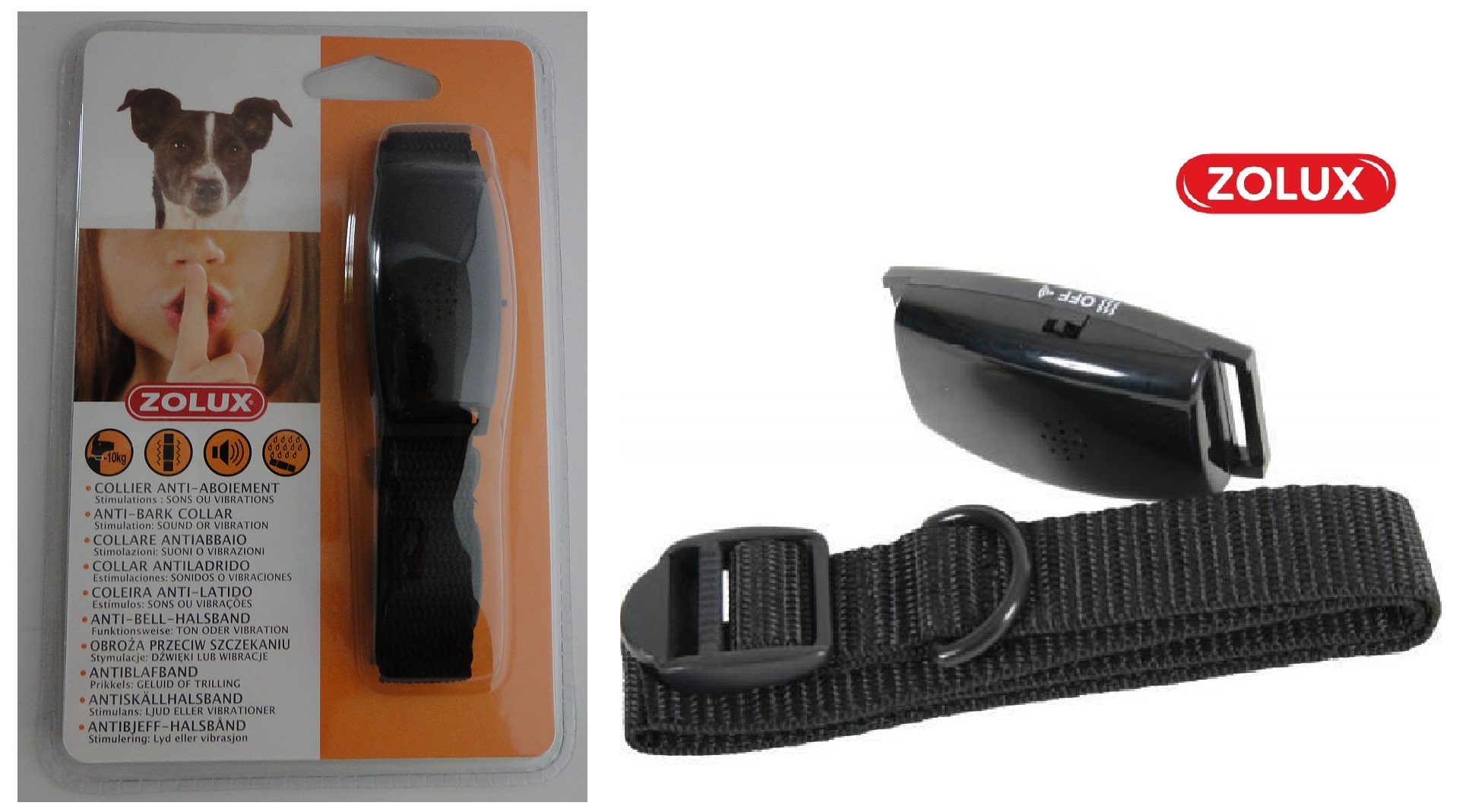 ZOLUXObrozaantyszczekowadlamalegopsadzwiekiwibracje belsilt Humaniškas Zolux antkaklis nuo lojimo šuniui garsas ir vibracija