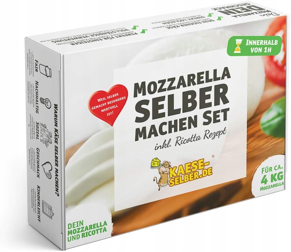 ZestawdowyrobuseraMozzarellaRicotta belsilt Mozzarella ir Ricotta sūrio gamybos rinkinys dovanai