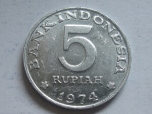 Indonezijos 5 rupijų moneta 1974 m.