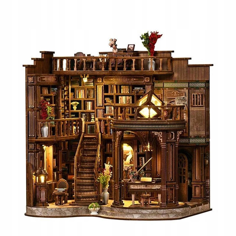 0538c6544706a90216bffb35e420 belsilt Book nook 3D dėlionė Baltoji salė su LED apšvietimu modelis 327