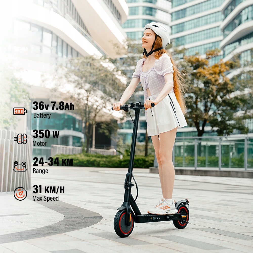 350WHulajnogaelektrycznaSkladanyLekki36V78Ah34kmdla120kg3predkoHamulecelektroniczny belsilt 350 W Elektrinis paspirtukas sulankstomas lengvas 36 V 78 Ah 34 km 120 kg 3 predko